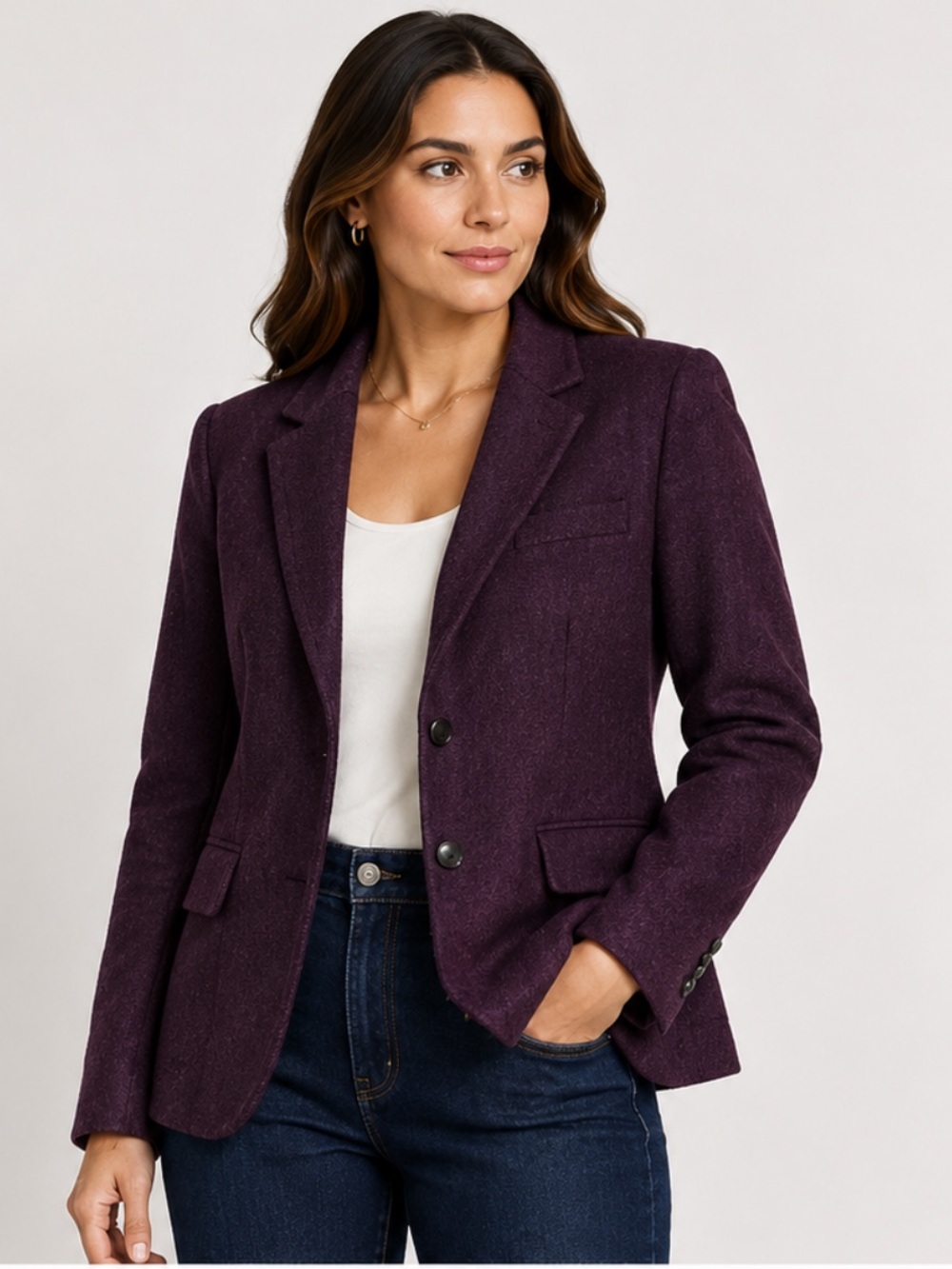 Talbots Deep Purple wool blend Blazer size 12 office, career, preppy